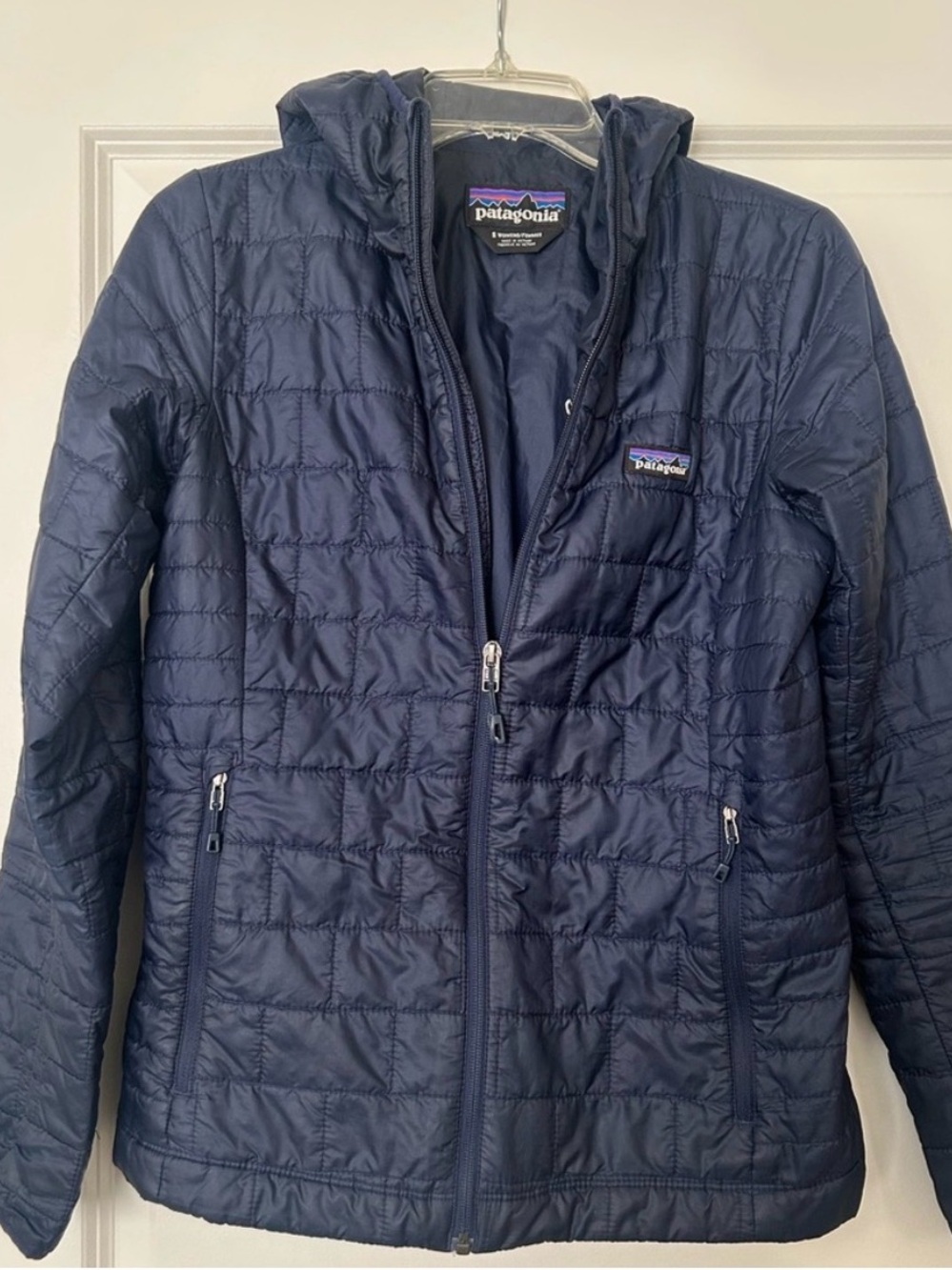 Patagonia Navy Quilted Hooded Puffer Jacket